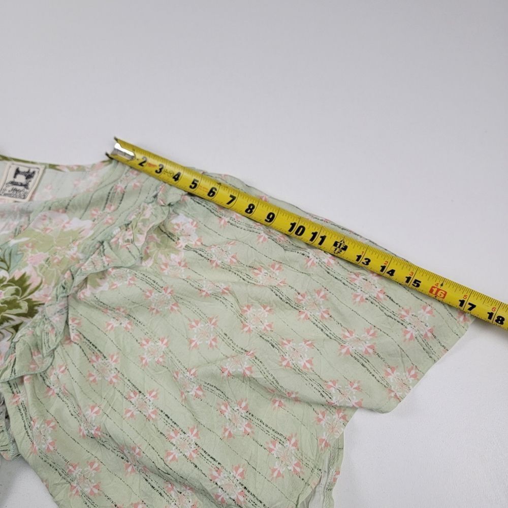 Jaase Light Green Floral V-Neck Ruffle Sleeve Top - Picture 6 of 14